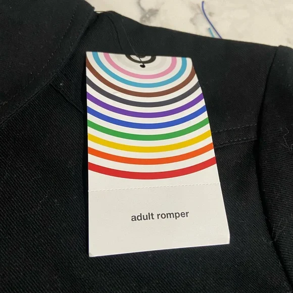 PRIDE Black Shorts Jumpsuit Romper Zip Front w Colorful Fringe Size S  NWT - Picture 4 of 13